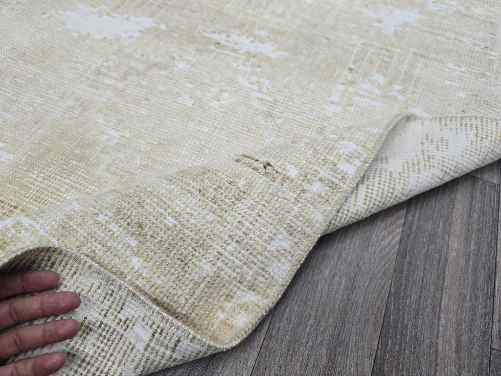 3x4 Neutral Oushak Turkish doormat, wool Vintage Bathmat, Small Turkish Rug