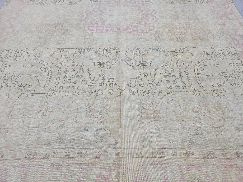 Oushak Rug 9x12 • Sun Washed Cream Blush Wool Turkish Carpet • Quiet Luxury Decor