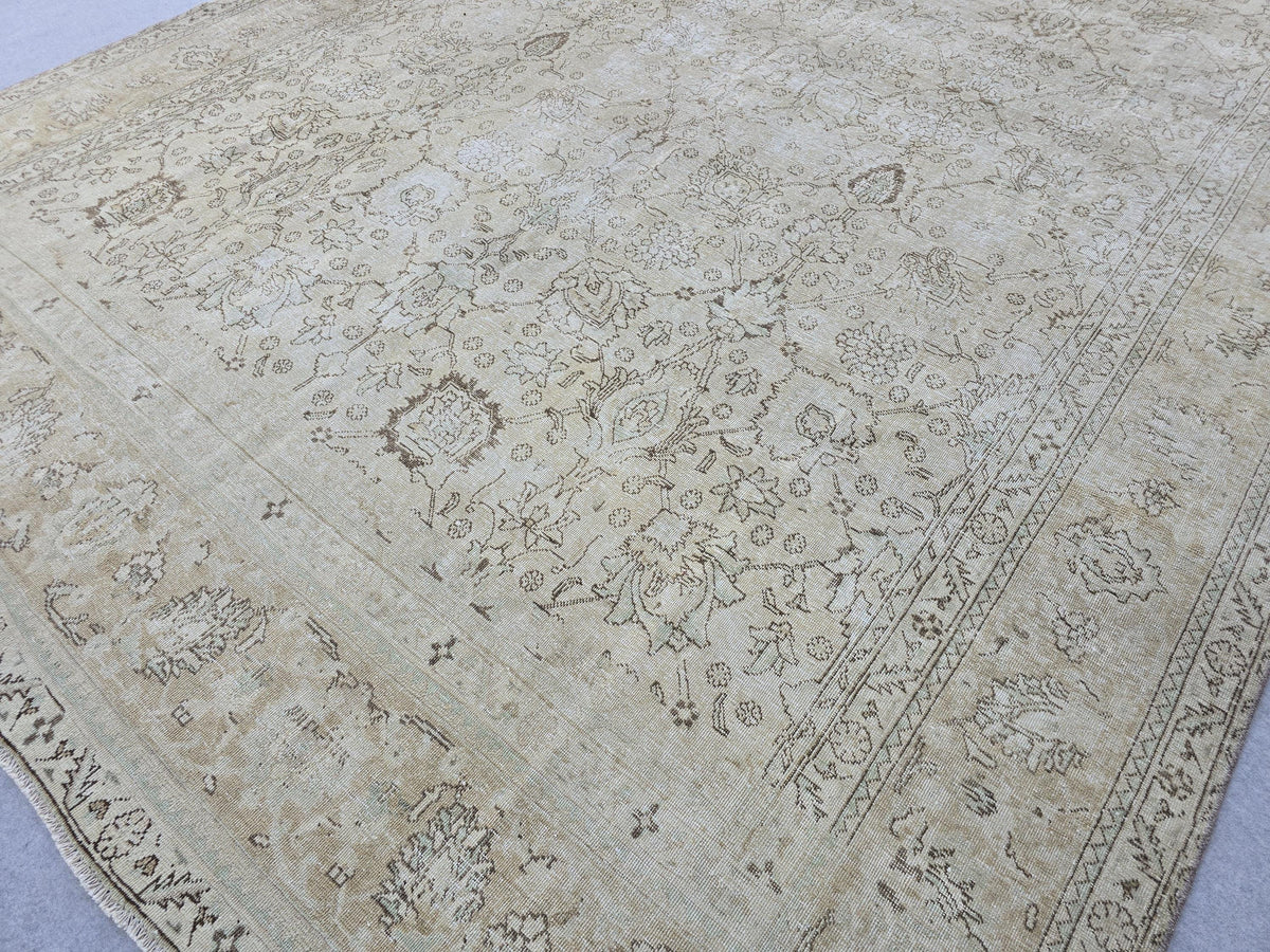10x13 Neutral Vintage Rug Cream Beige Oushak Area Rug Office Traditional Decor
