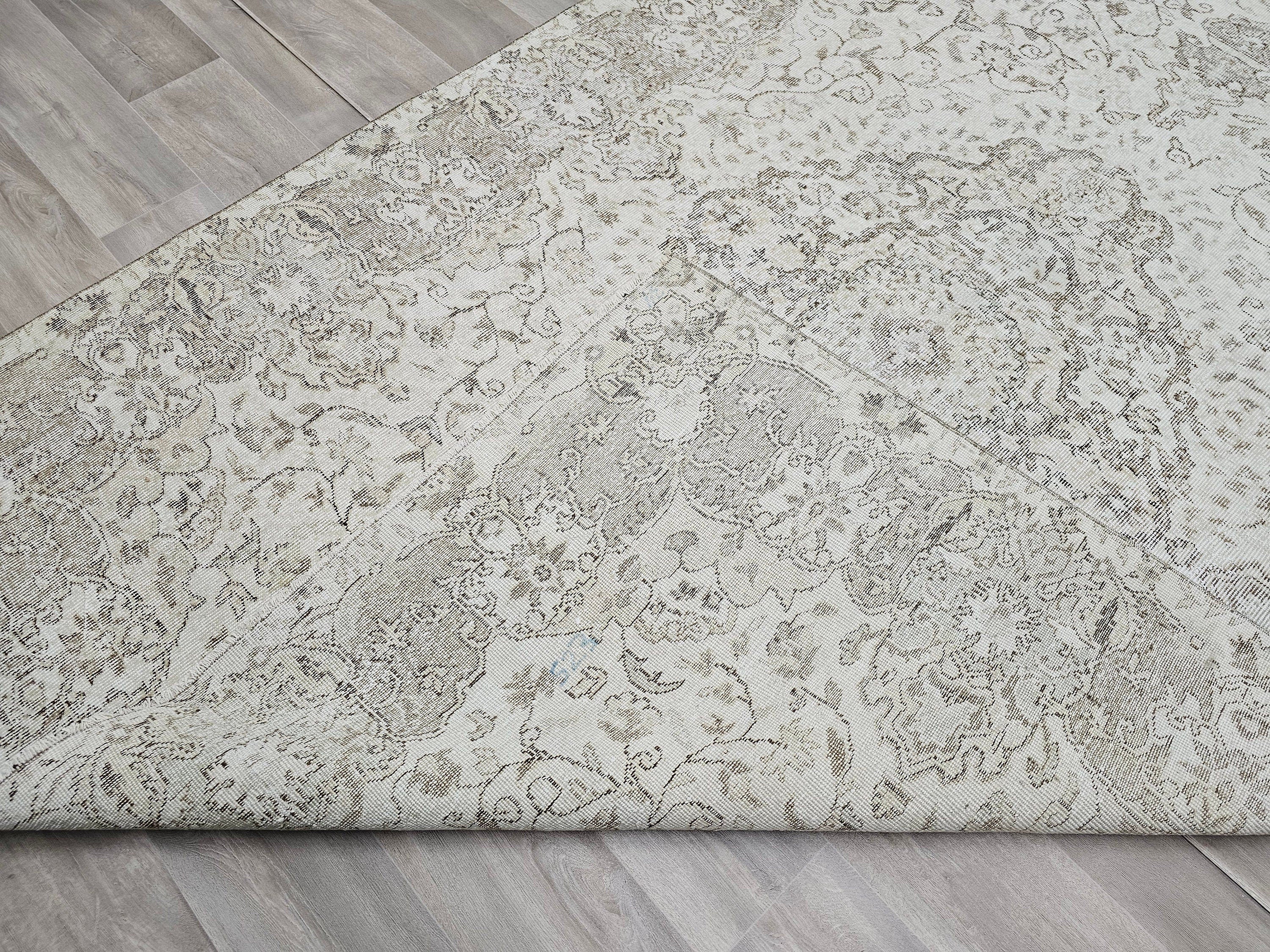 7x9 Vintage Turkish Rug : Hand Knotted Wool Oushak Rug - Neutral area rug for Bedroom and Kids room (6.70x9.55 ft)