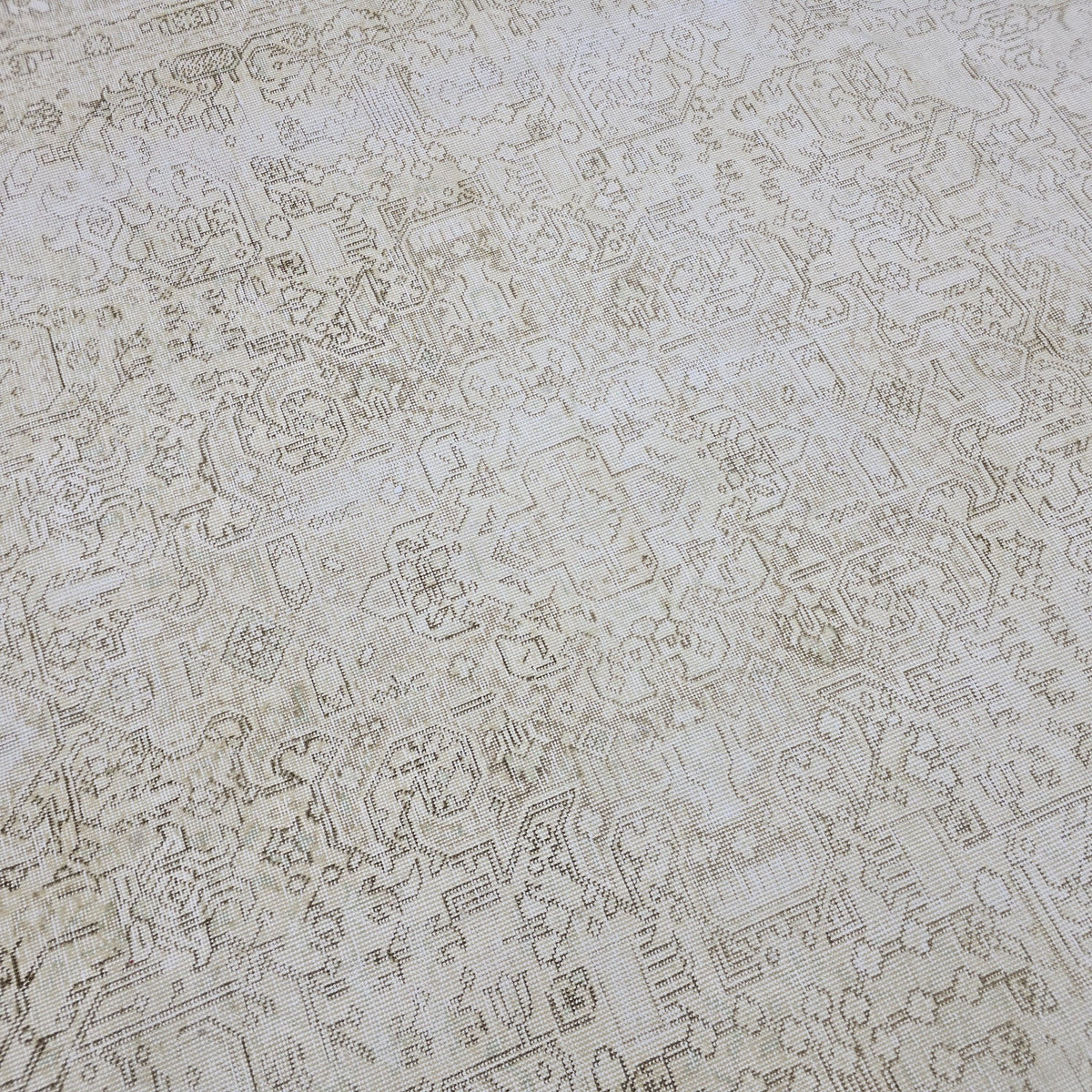 Neutral Oushak 9x12 Area Rug: Handmade Wool Vintage Carpet /9.35x12 feet