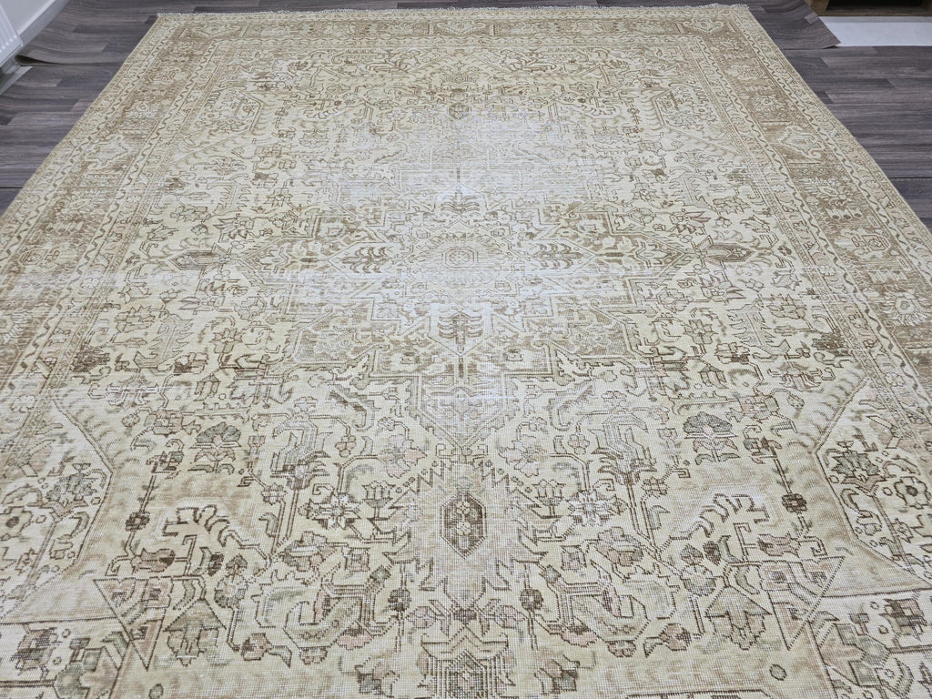 10x12 Oversize Hand-Knotted Wool Oushak Rug: 9.65x12.20 ft Vintage Turkish Area Rug
