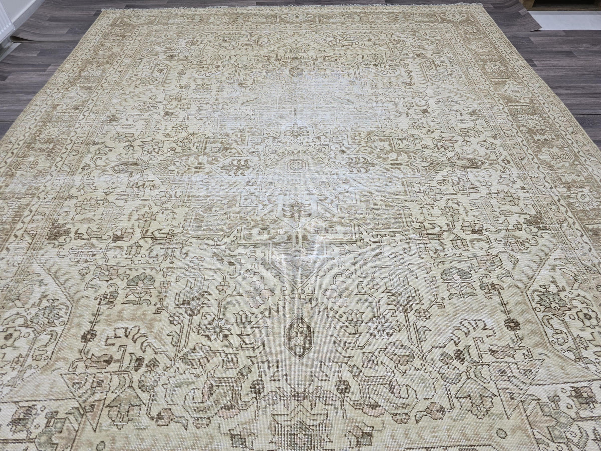 10x12 Oversize Hand-Knotted Wool Oushak Rug: 9.65x12.20 ft Vintage Turkish Area Rug