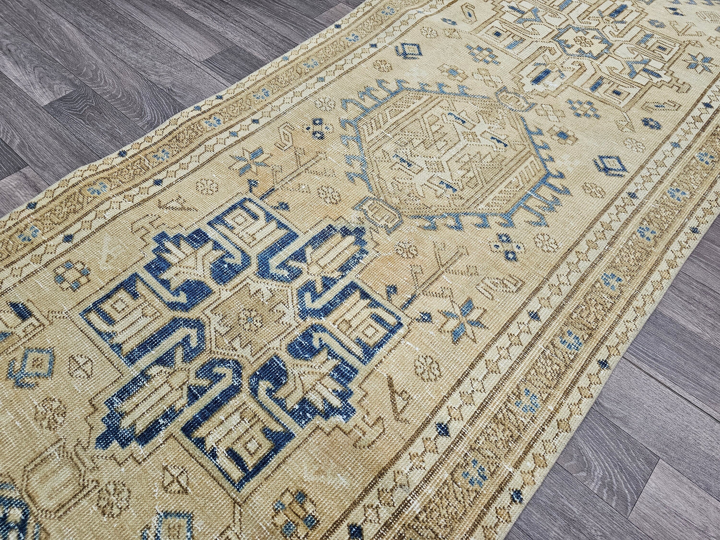 3x12 Vintage Oushak Runner : Hand Knotted Wool Runner - Turkish runner for hallway and kitchen