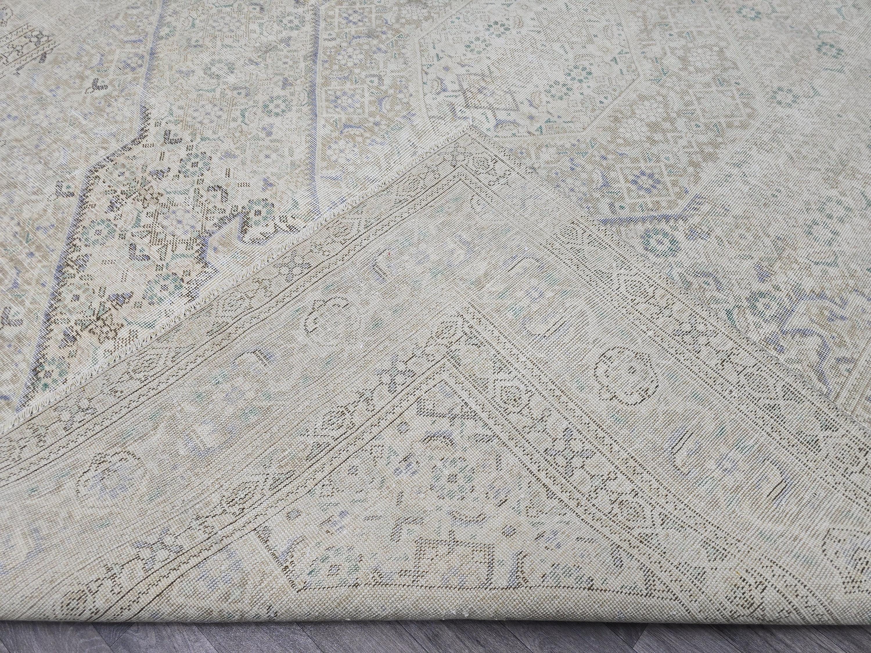 Hand Knotted Wool Oushak Rug: 9x13 Vintage Turkish Area Rug