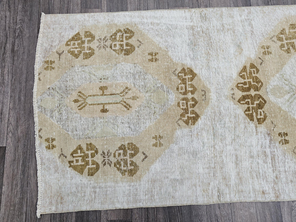 3x11 Vintage Oushak Runner / 2.90x11.45 feet / Hand Knotted Wool Turkish Muted Orienta Runner