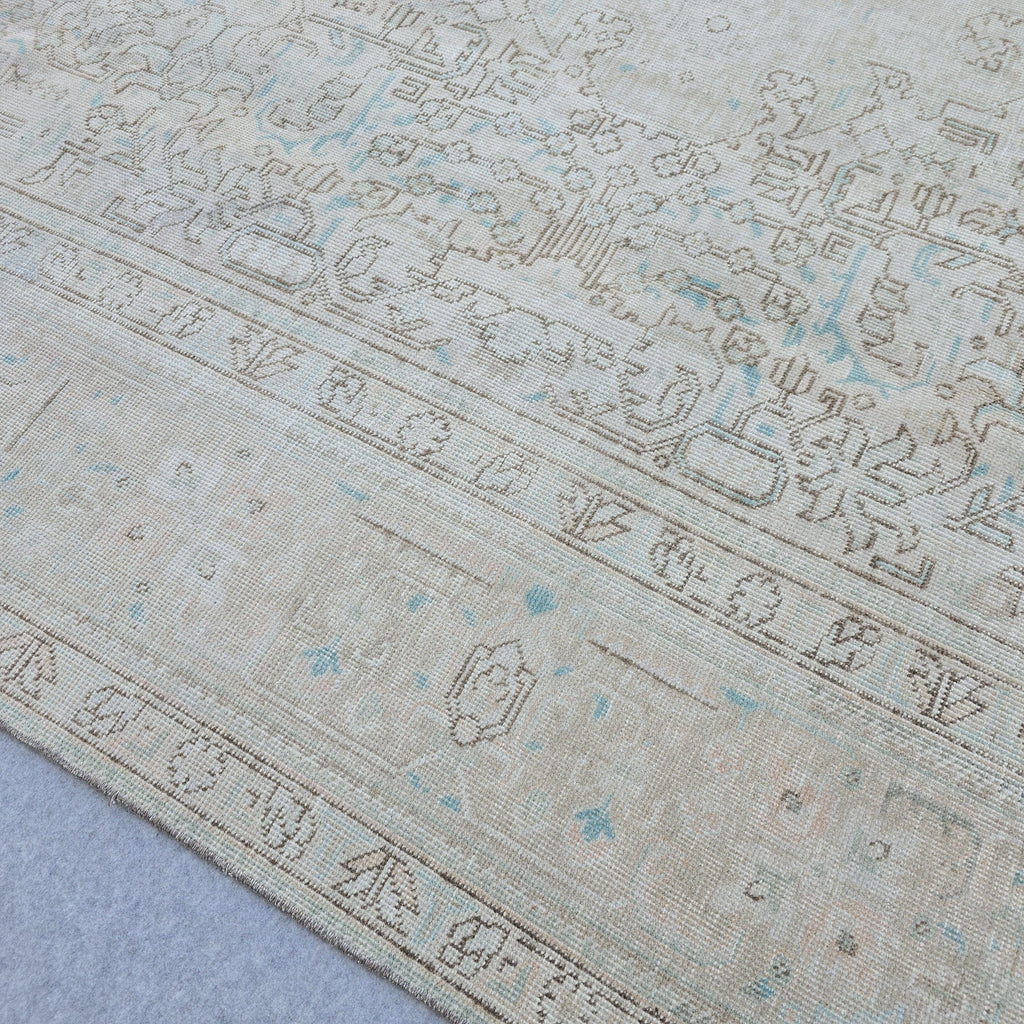 Handmade Oushak Wool Rug: Large Vintage Turkish Area Rug (9.60x11.75 ft)