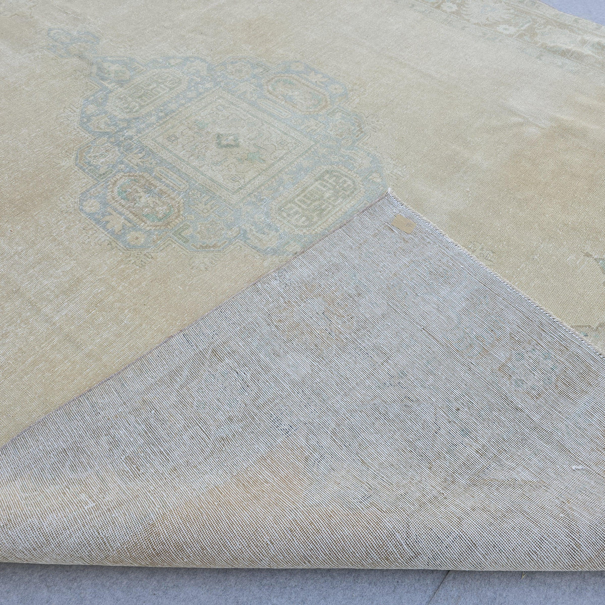 9x12 Turkish Rug Muted Blue Cream Beige Anatolian Area Rug Bedroom Scandinavian Decor