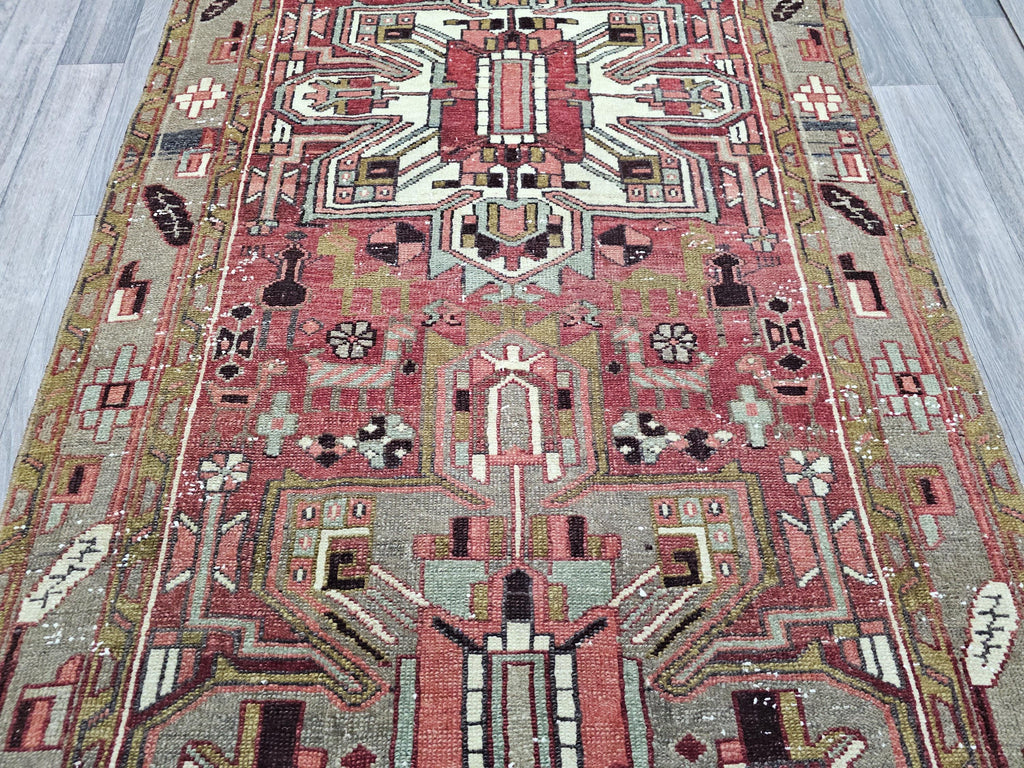 Hand Knotted Wool Runner: 3.5x11 Vintage Turkish Oushak Rug