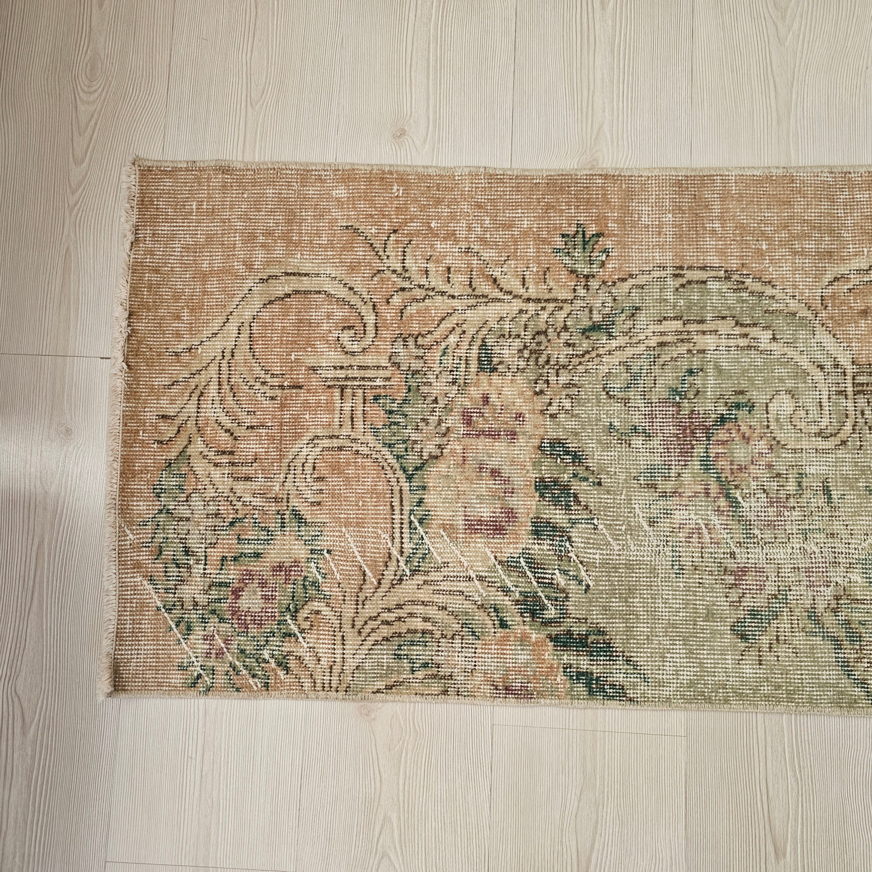 Vintage Turkish Runner Rug: Distressed Wool Aisle Rug (1'9" x 8'6")