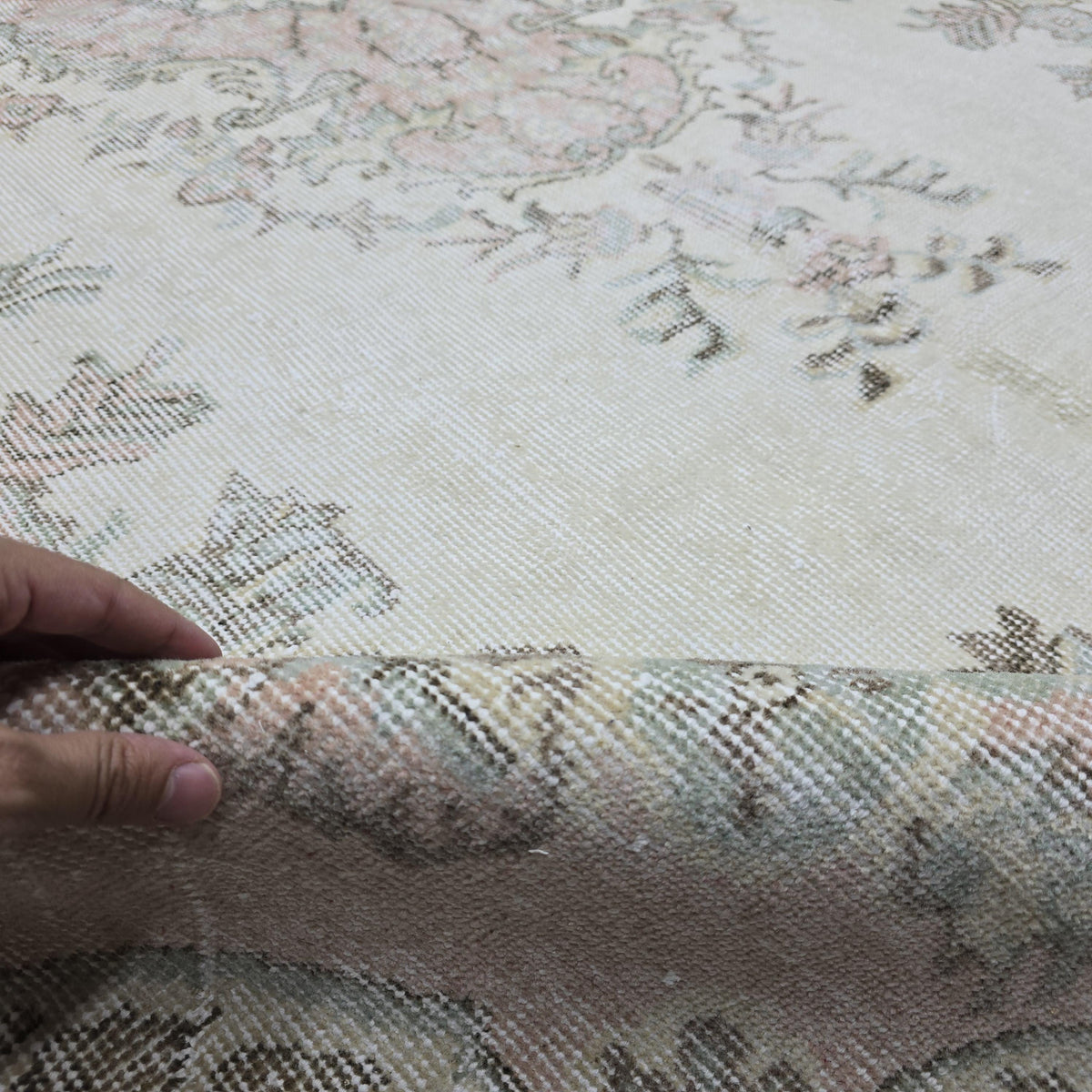 6x9 Vintage Pink Oushak Rug, Wool Anatolian Carpet