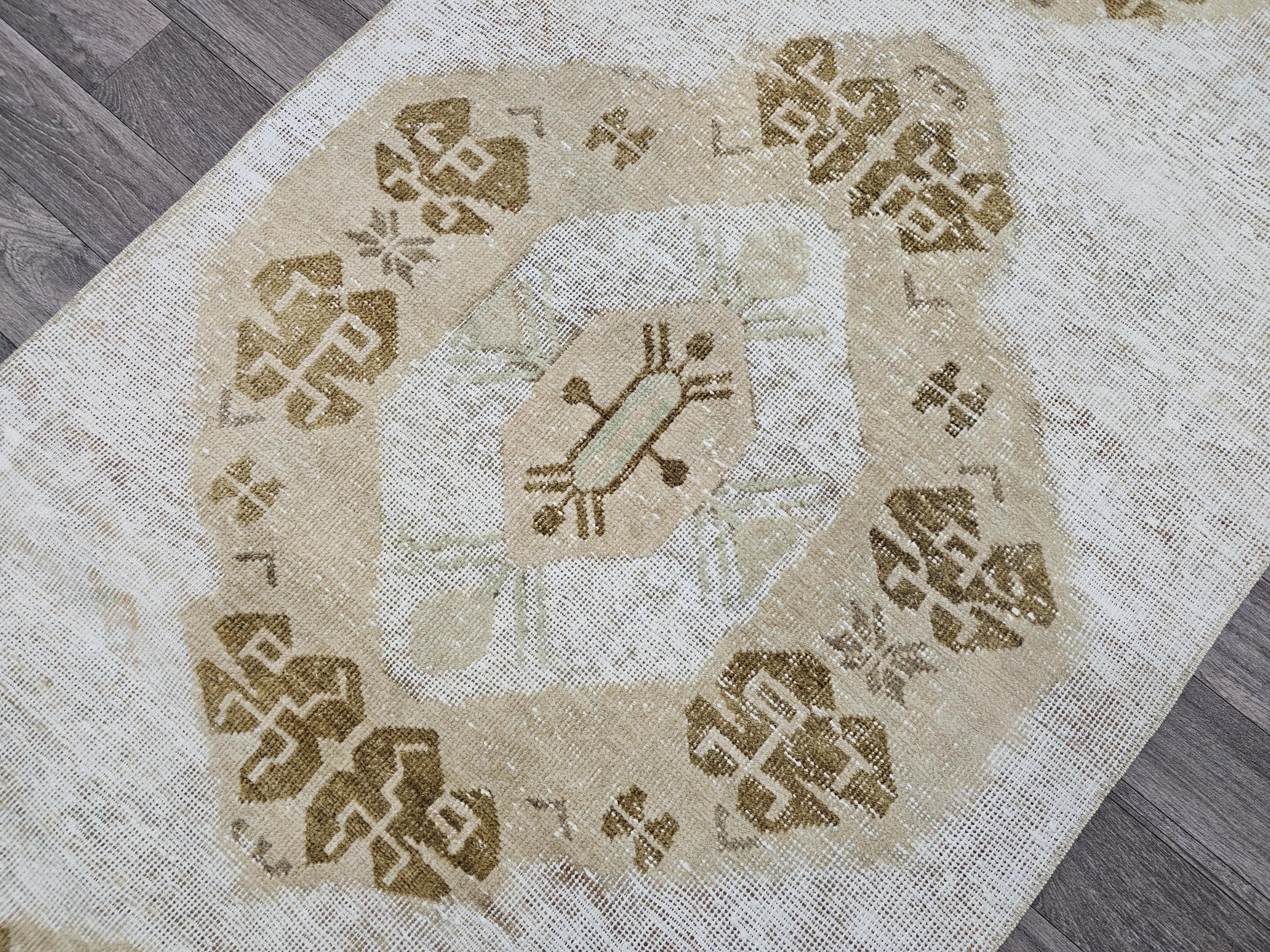 3x11 Vintage Oushak Runner / 2.90x11.45 feet / Hand Knotted Wool Turkish Muted Orienta Runner