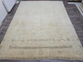 Large Vintage Handwoven Turkish Oushak Wool Rug: 9.6x12.6 ft