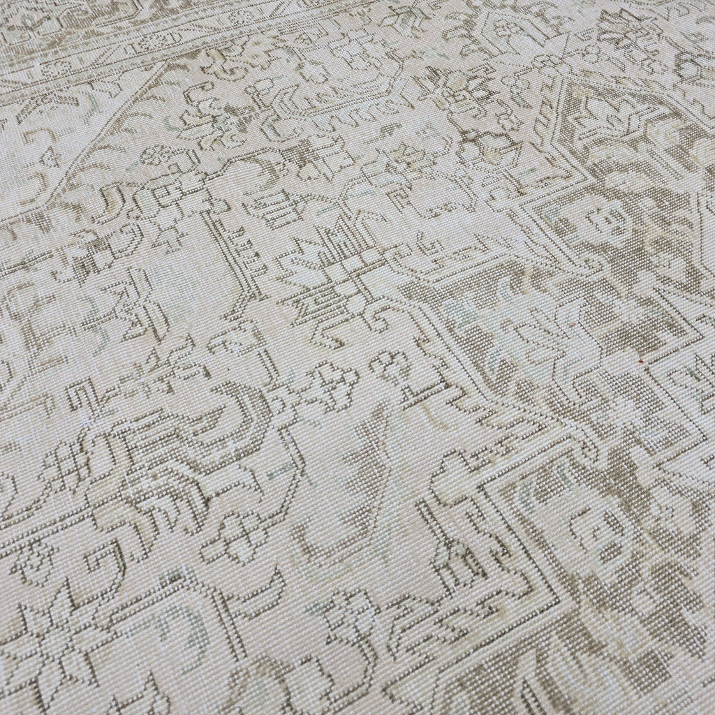 Oversized Neutral Turkish Oushak Rug (9.5x13 ft), Vintage Wool Carpet