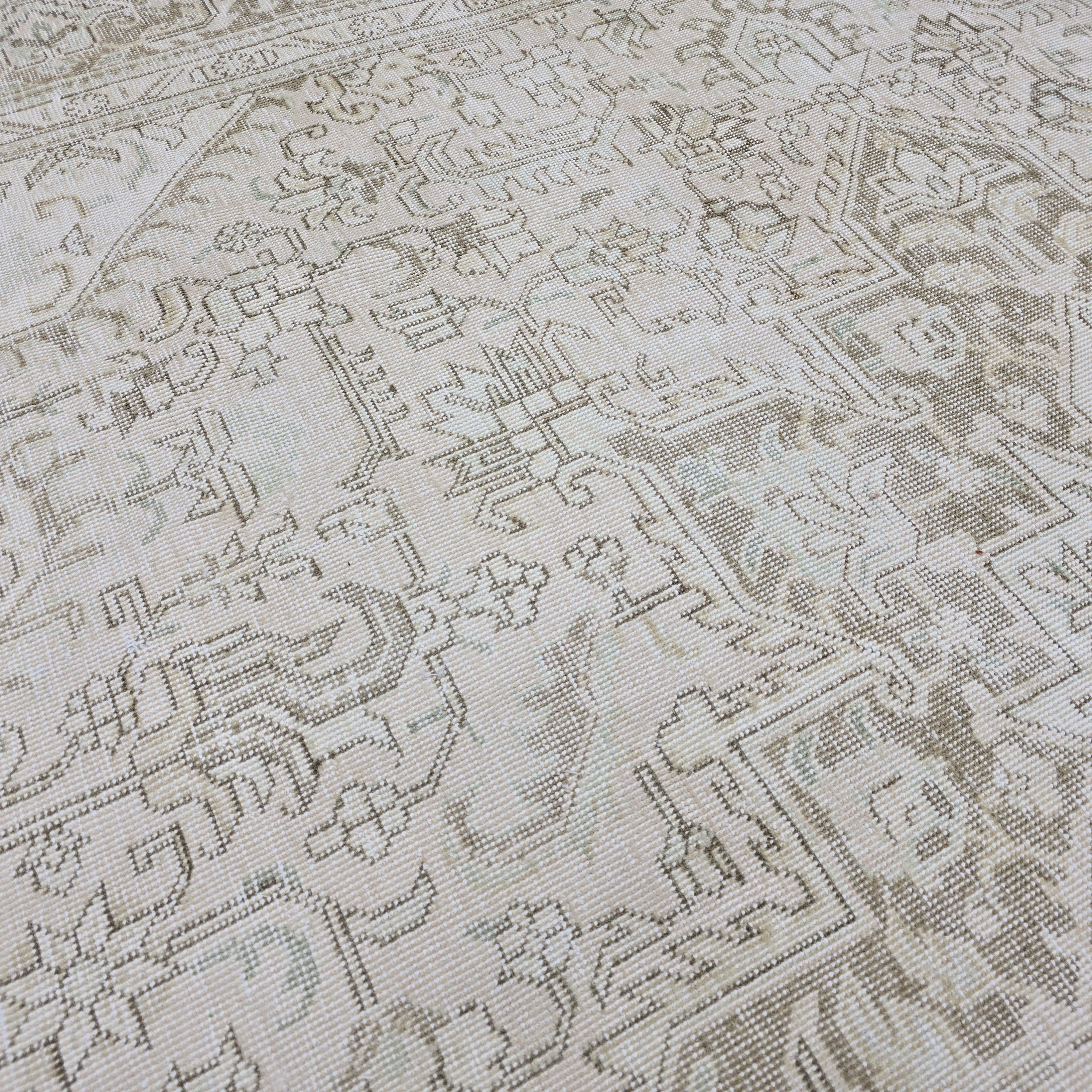 Oversized Neutral Turkish Oushak Rug (9.5x13 ft), Vintage Wool Carpet