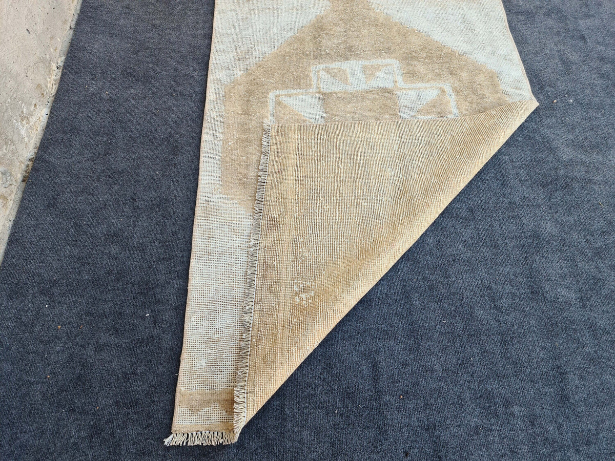 Hand Knotted Oushak Runner: Wide Turkish Hallway Rug (3.28x12.66 ft)