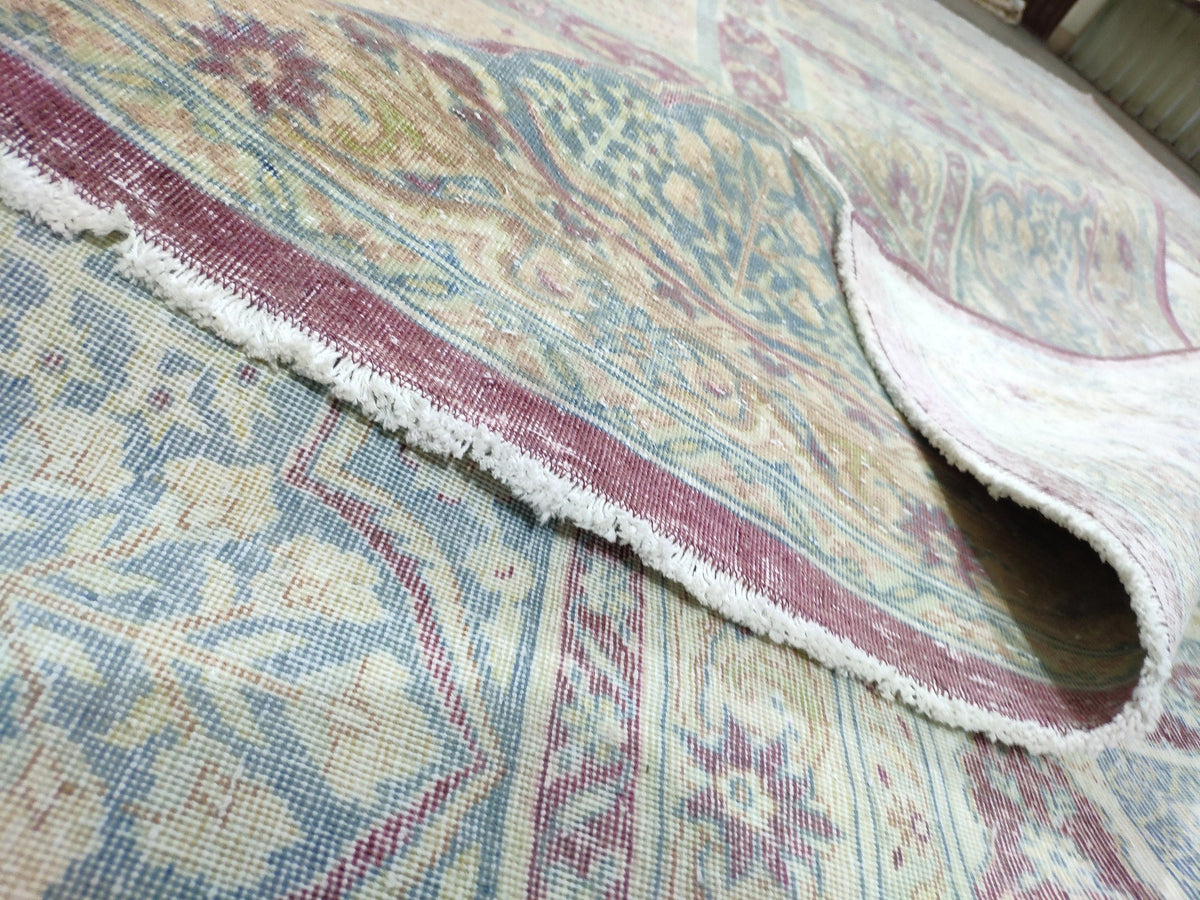 10x13 Antique Hand-Knotted Wool Anatolian Rug: Retro Farmhouse Decor