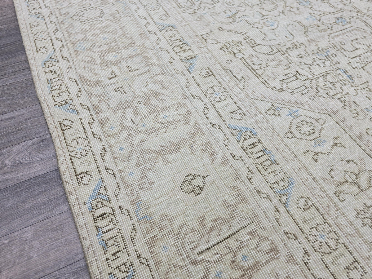 Turkish 9x12 Rug: Hand Knotted Wool Oushak Area Rug, Neutral Area Rug, Muted Rug for Livingroom and bedroom, 9.3x12 feet