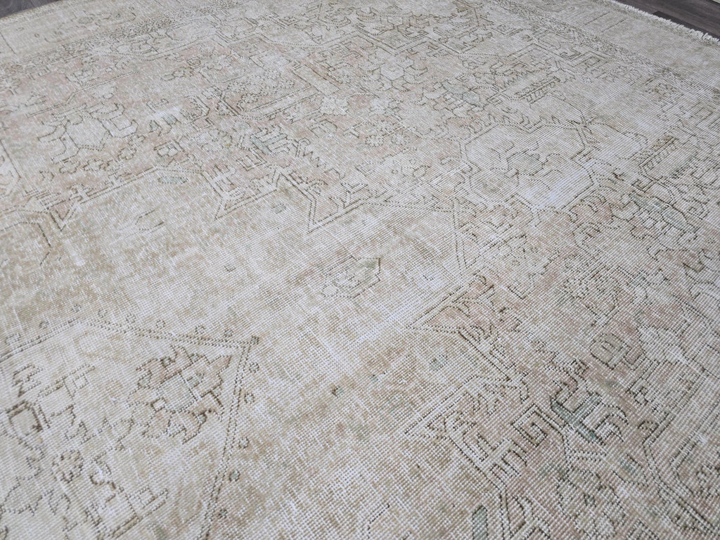 Oushak Rug 9x12 Neutral Hand Knotted Vintage Oversize Turkish Rug Geometric // 9.50x12.50 feet