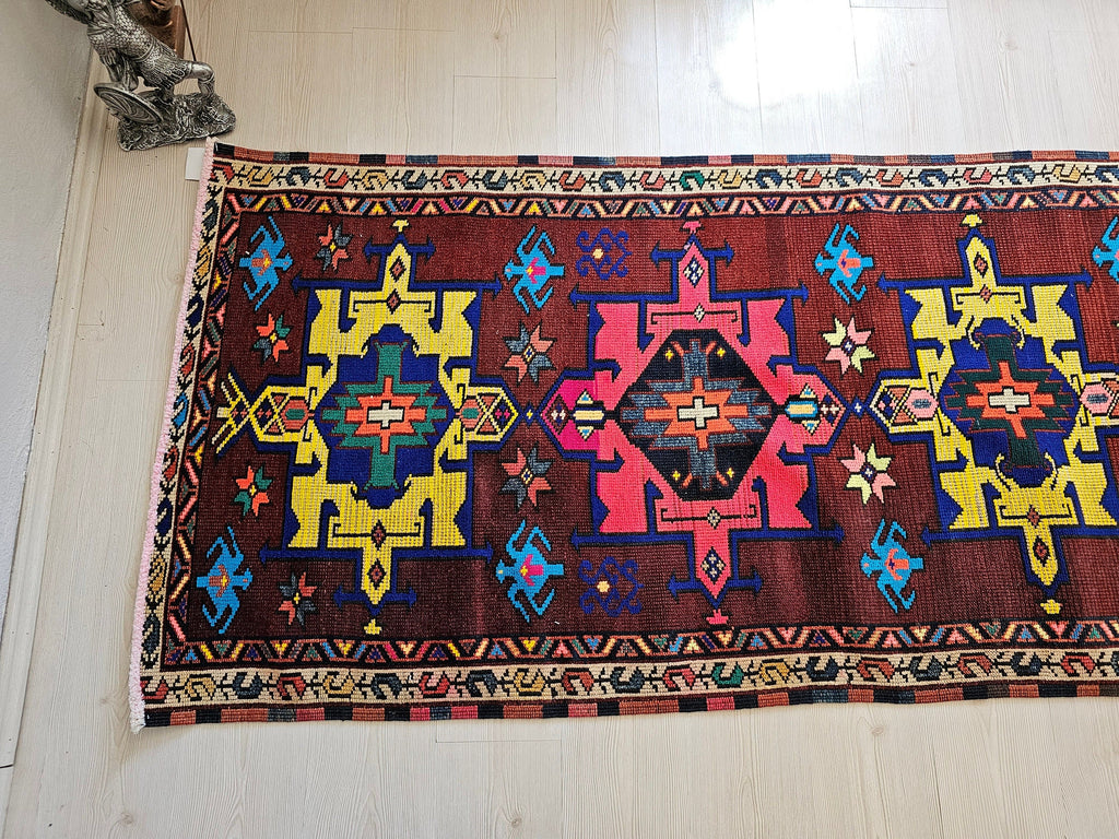 3x10 Wool Vintage  Turkish Runner Rug // 3,28x10 feet