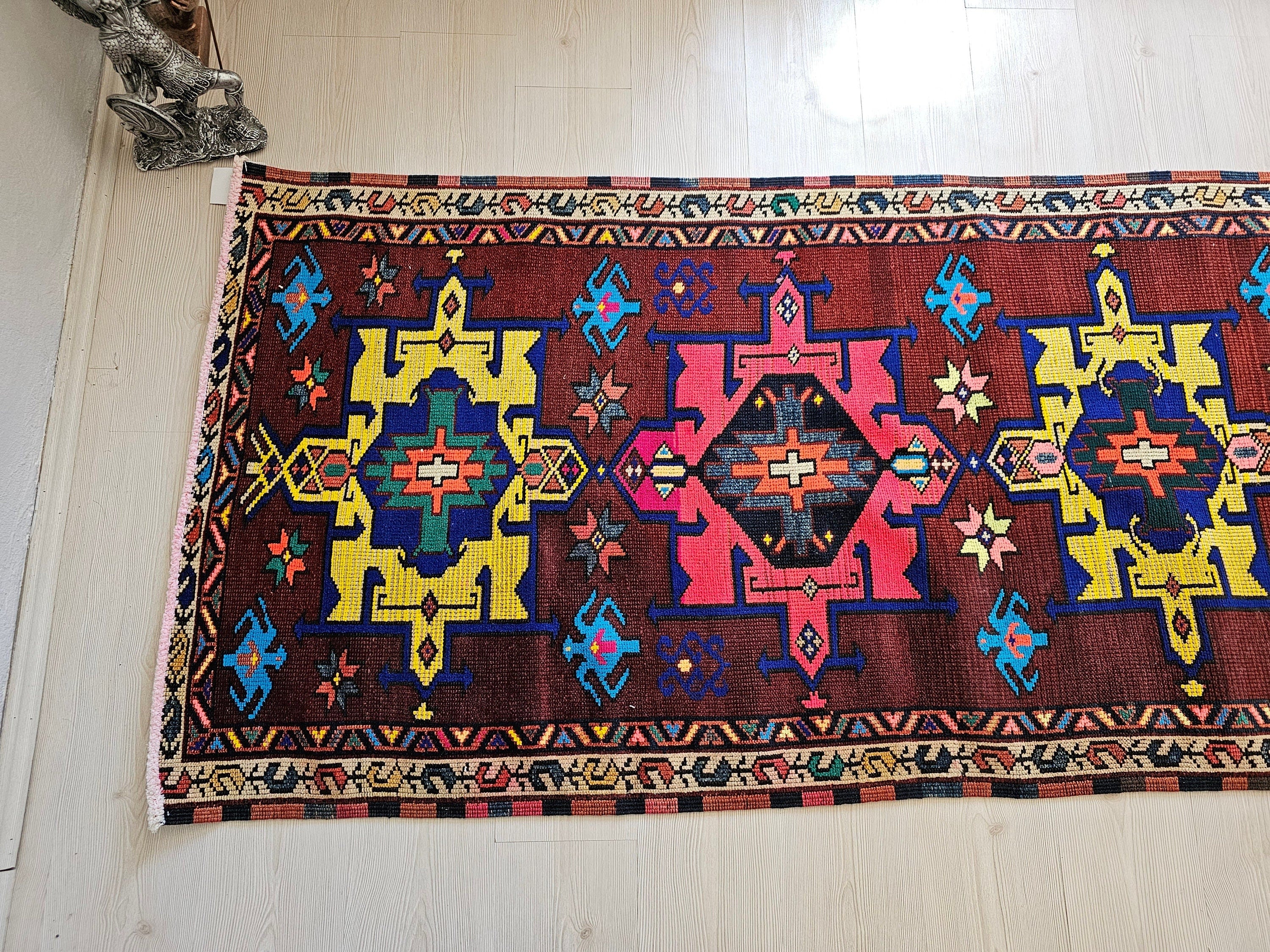 3x10 Wool Vintage  Turkish Runner Rug // 3,28x10 feet