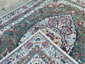 9x13 Vintage Turkish rug - Oversize Hand-Knotted Wool Oushak Area Rug: 9x13 Vintage Anatolian Carpet Green Cream rug