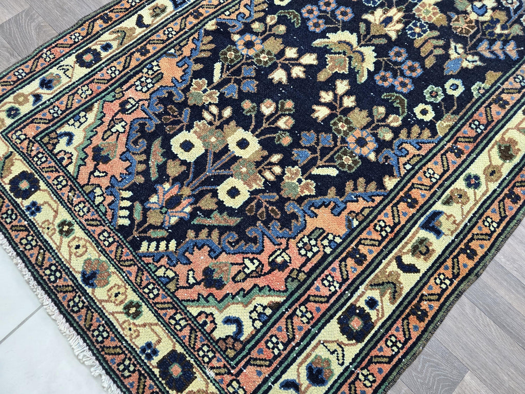 Hand Knotted Wool Runner Rug: 3x16 ft Vintage Turkish Oriental Design