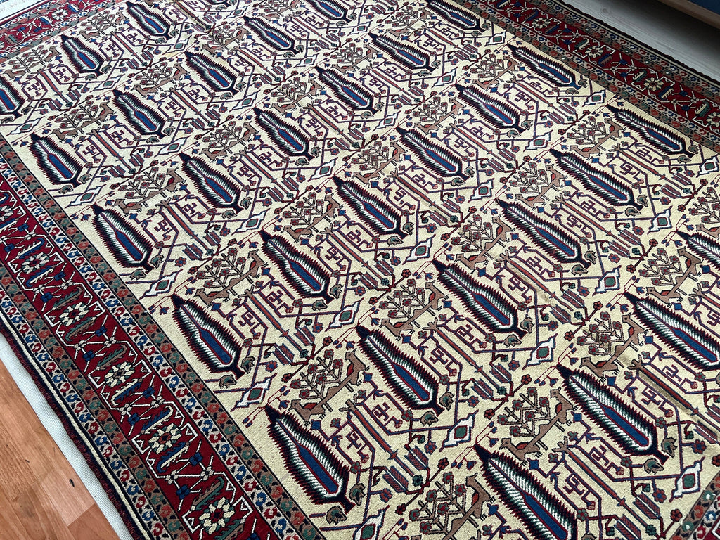 Vintage Cecim Soumak Rug: 7x9 Hand-Knotted Wool Tribal Rug