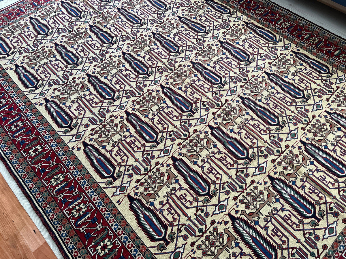 Vintage Cecim Soumak Rug: 7x9 Hand-Knotted Wool Tribal Rug