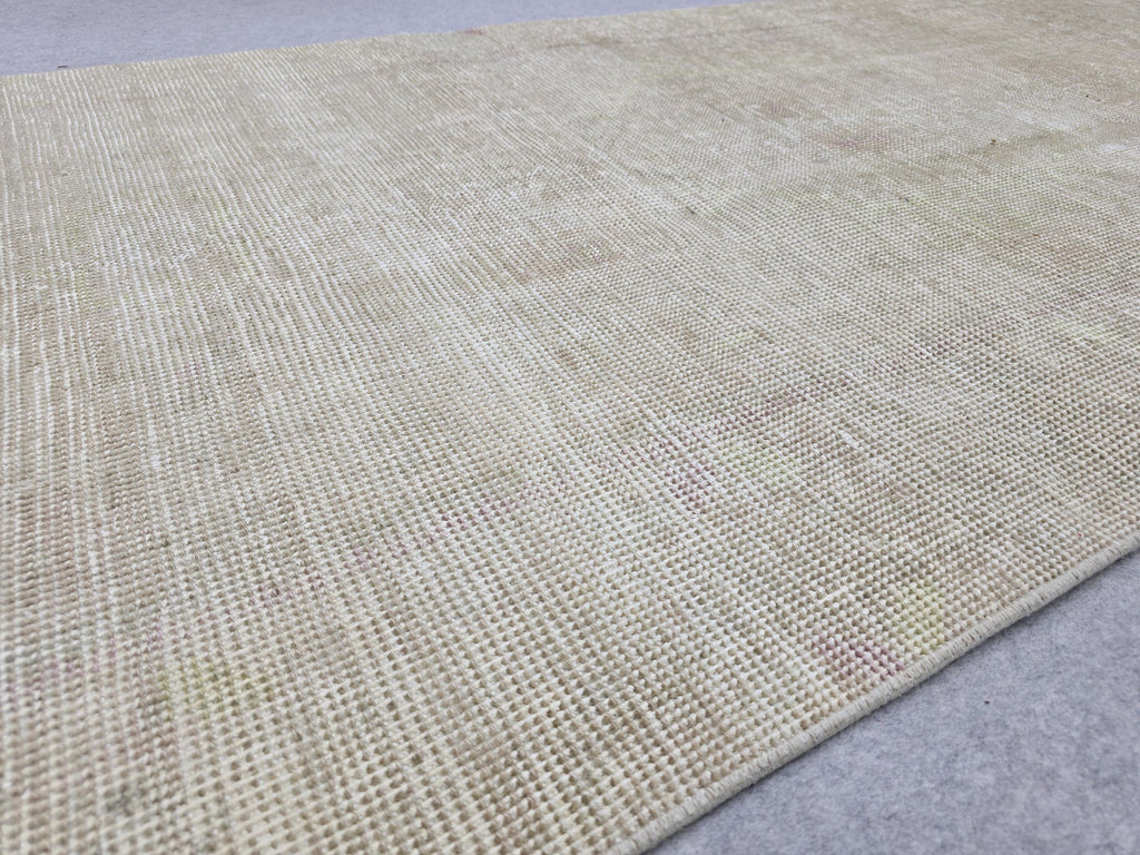 3x12 Oushak Runner Rug, Faded Solid Beige Turkish Wool Hallway Runner, Distressed Minimalist Anatolian Corridor Rug, Neutral Boho Decor