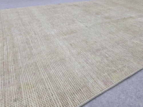 3x12 Oushak Runner Rug, Faded Solid Beige Turkish Wool Hallway Runner, Distressed Minimalist Anatolian Corridor Rug, Neutral Boho Decor