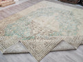Turkish Rug 10x12: Beige & Sage Green wool Oushak Carpet (9.80x12.20 ft)