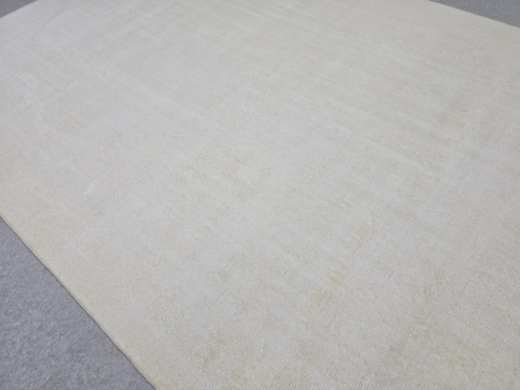 7x10 feet Wool Turkish Oushak Rug: Handknotted Vintage Wool, Muted Neutral