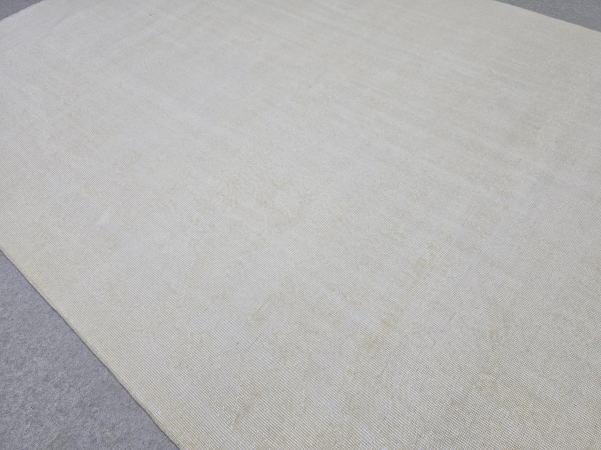 7x10 feet Wool Turkish Oushak Rug: Handknotted Vintage Wool, Muted Neutral