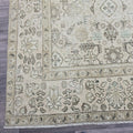 Oushak Rug 9x13: Hand Knotted Wool Area Rug, Distressed Neutral Turkish Carpet (9.4x12.7 ft.)