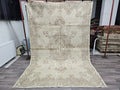 7x10 Neutral Oushak Rug: Hand-Knotted Vintage Wool Area Rug