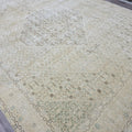 Oversize Neutral Oushak Rug: Hand-Knotted Wool Vintage Carpet (9.70x12.50 ft)