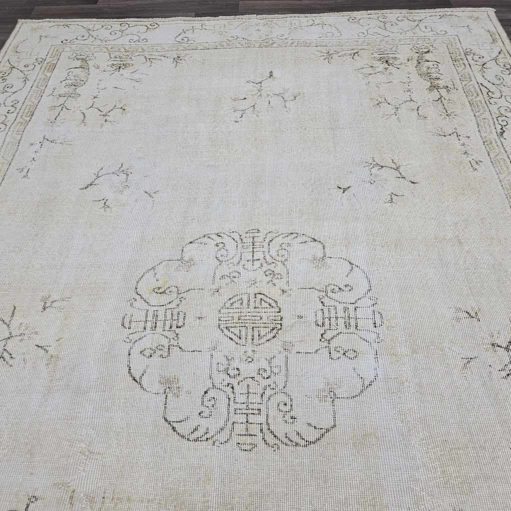 Vintage Oushak Rug 7x10: Hand-Knotted Wool Turkish Area Rug