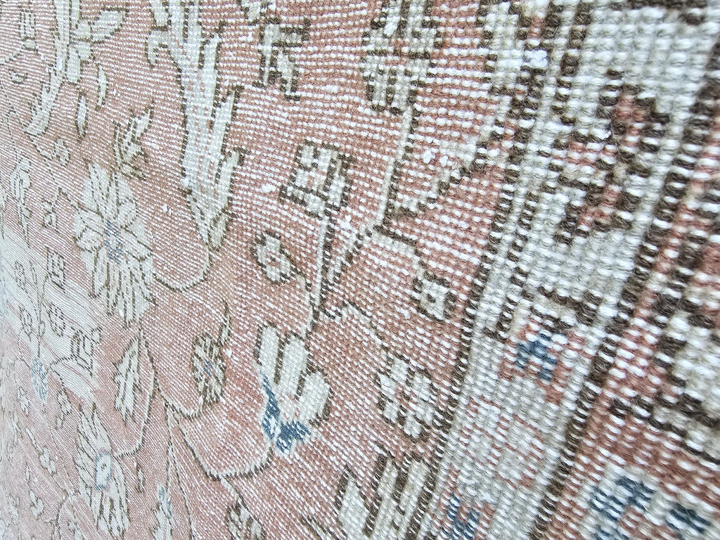 7x10 Hand-Knotted Turkish Oushak Rug: Faded Oriental Area Carpet