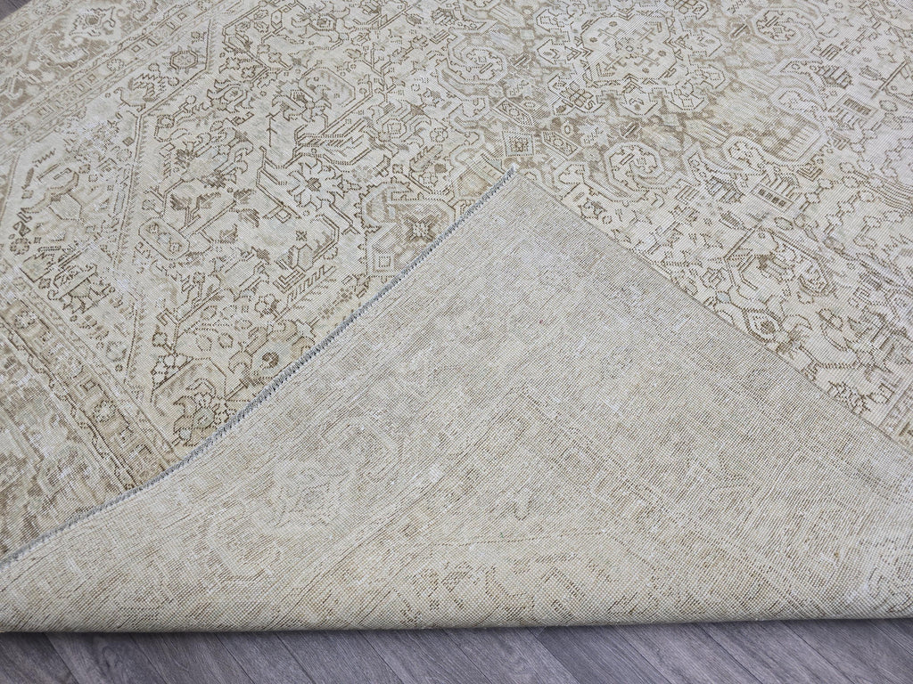 9x12 Oversize Vintage Area Rug/ Hand Knotted Wool Oushak Rug/ Beige Cream Turkish Rug/ Large Neutral Area Rug Geometric