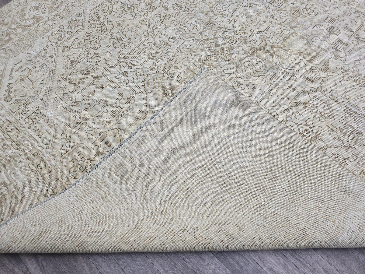 9x12 Oversize Vintage Area Rug/ Hand Knotted Wool Oushak Rug/ Beige Cream Turkish Rug/ Large Neutral Area Rug Geometric
