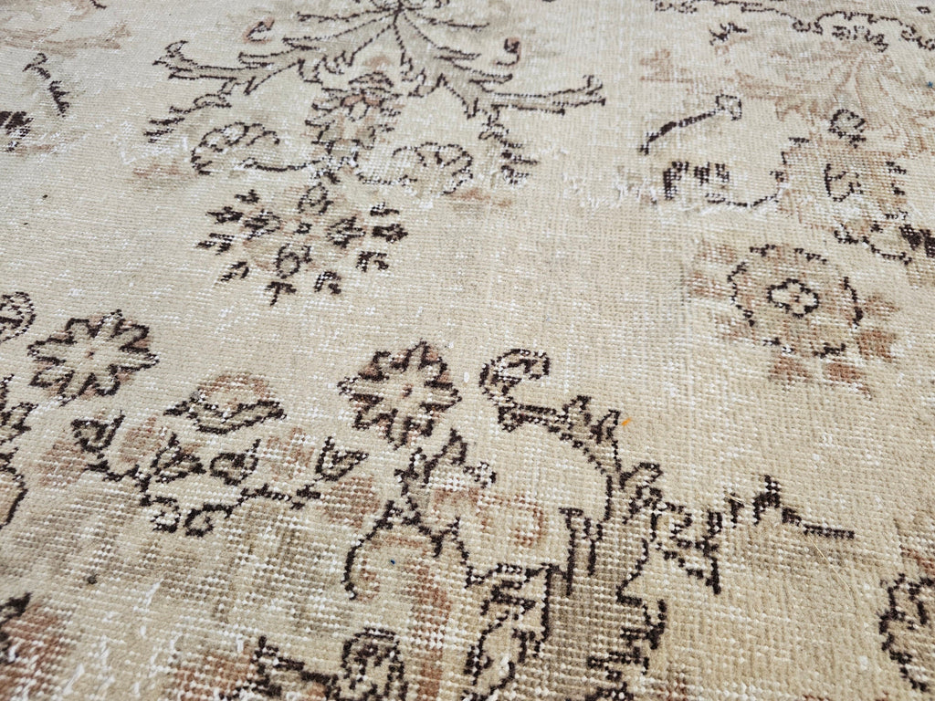 5x8 Handmade Neutral Floral Design Wool Turkish Area Rug  //5.10x7.80 feet