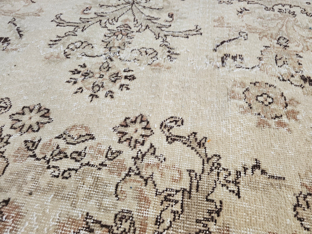 5x8 Handmade Neutral Floral Design Wool Turkish Area Rug  //5.10x7.80 feet