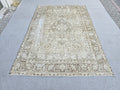 8x11 Vintage Turkish Rug, Neutral Beige Distressed Area Rug, Handwoven Large Rug