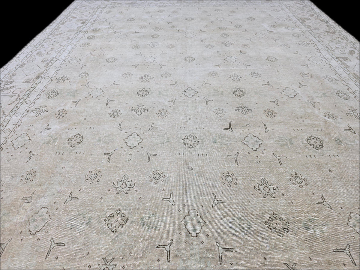 9x12 Antique Turkish Area Rug - Handmade Wool Oushak Rug /9.40x12.60 feet