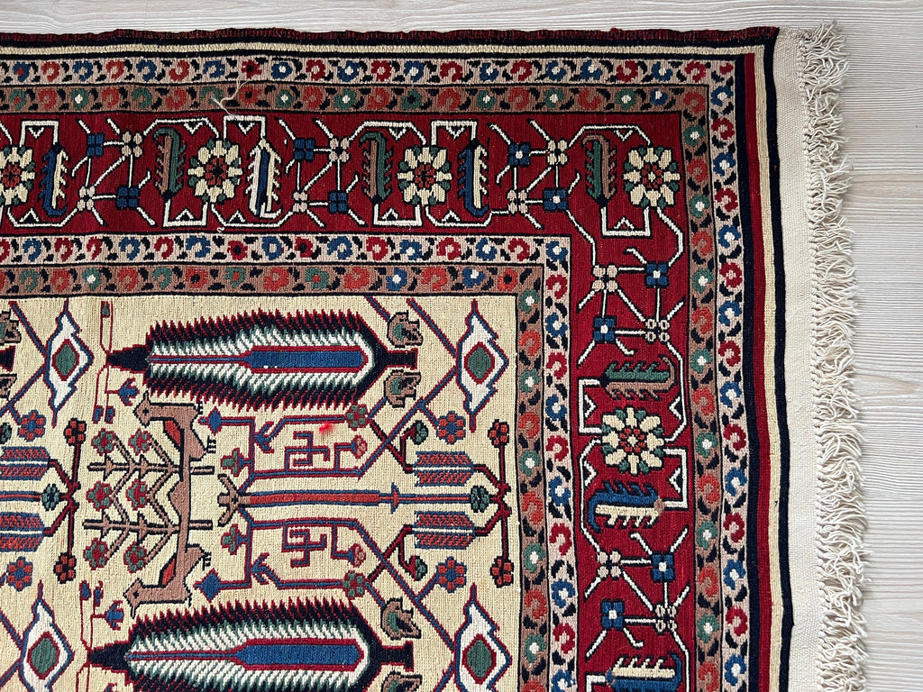 Vintage Cecim Soumak Rug: 7x9 Hand-Knotted Wool Tribal Rug