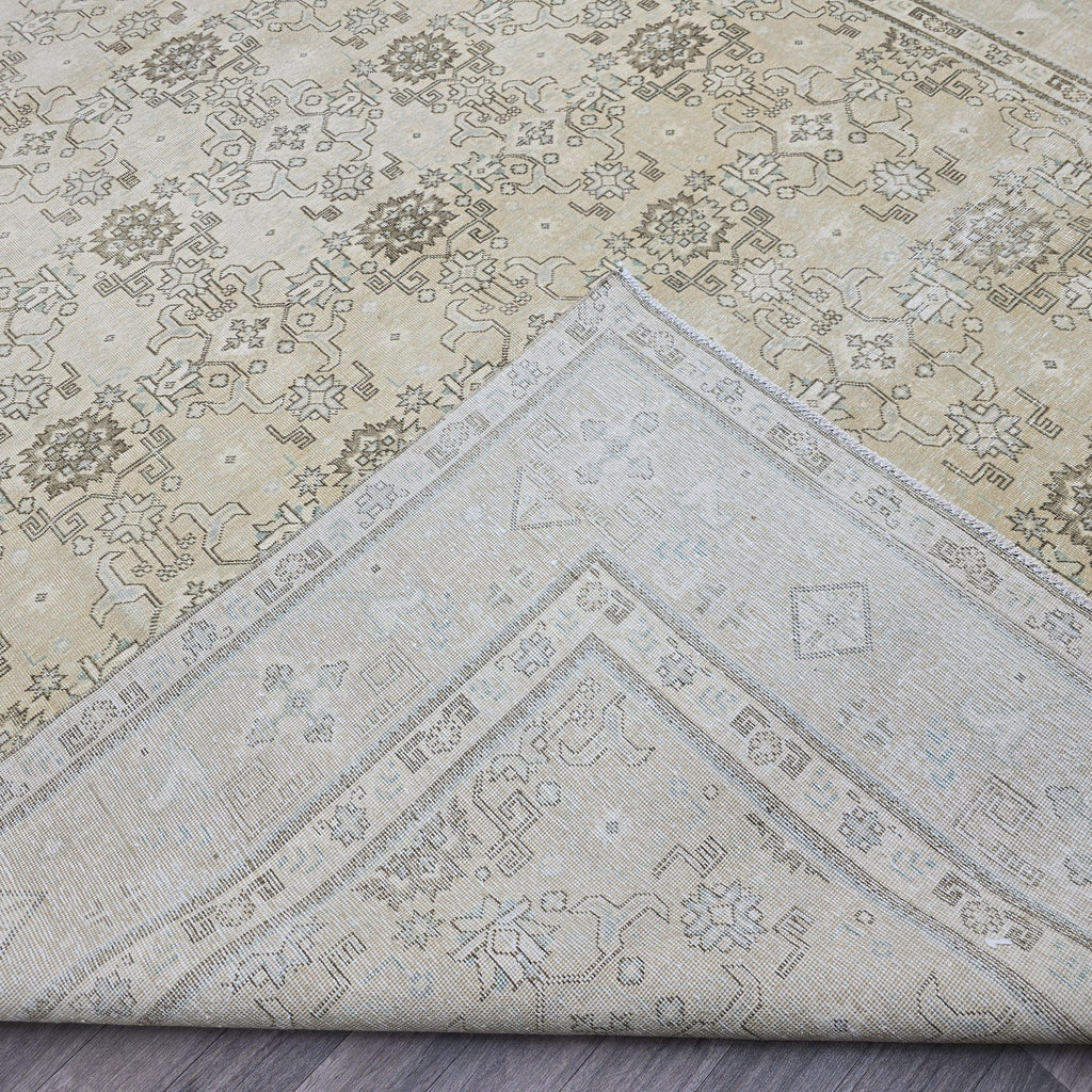 9x13 Classic Vintage Oushak Area Rug Cream Beige Brown/ 9.25 x 13 feet