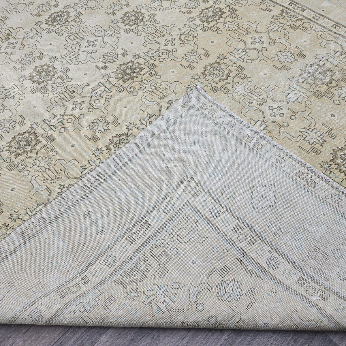 9x13 Classic Vintage Oushak Area Rug Cream Beige Brown/ 9.25 x 13 feet