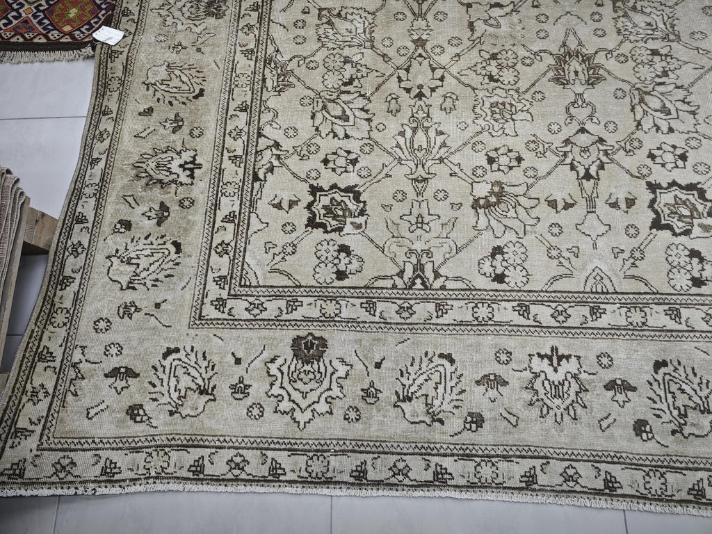 Oversized Vintage Turkish Oushak Rug 11.25x14.35 ft, Handwoven Wool