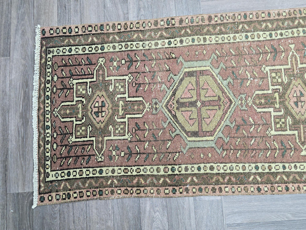 Narrow and Long Classic Vintage Runner/ 2.40x13.60 feet / Handmade Geometric Oriental Turkish Runner Rug